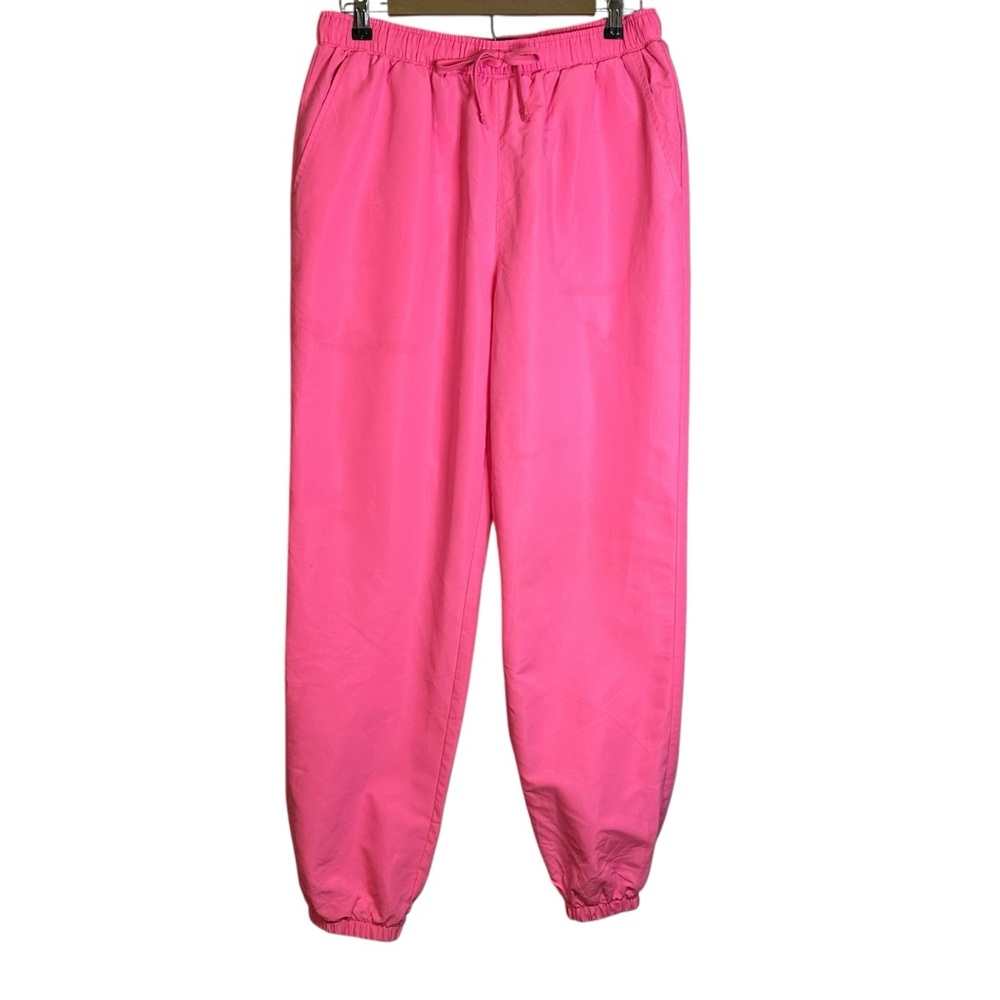Super Massive Neon Pink Parachute Jogger Pants Y2K Streetwear Large Barbie Funk